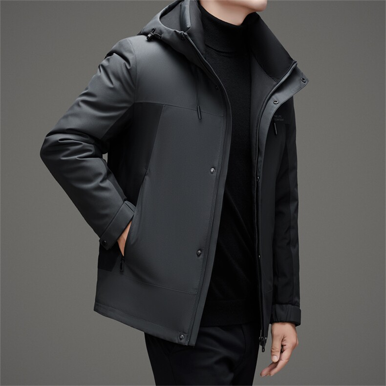 连帽羽绒服男冬季加厚户外运动休闲拼色宽松冲锋衣羽绒服外套,男装羽绒服,钱塘723