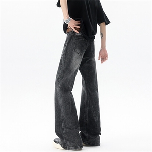 水洗做旧牛仔裤男休闲修身显瘦裤子美式复古猫须马骝长裤KZ041P68图片