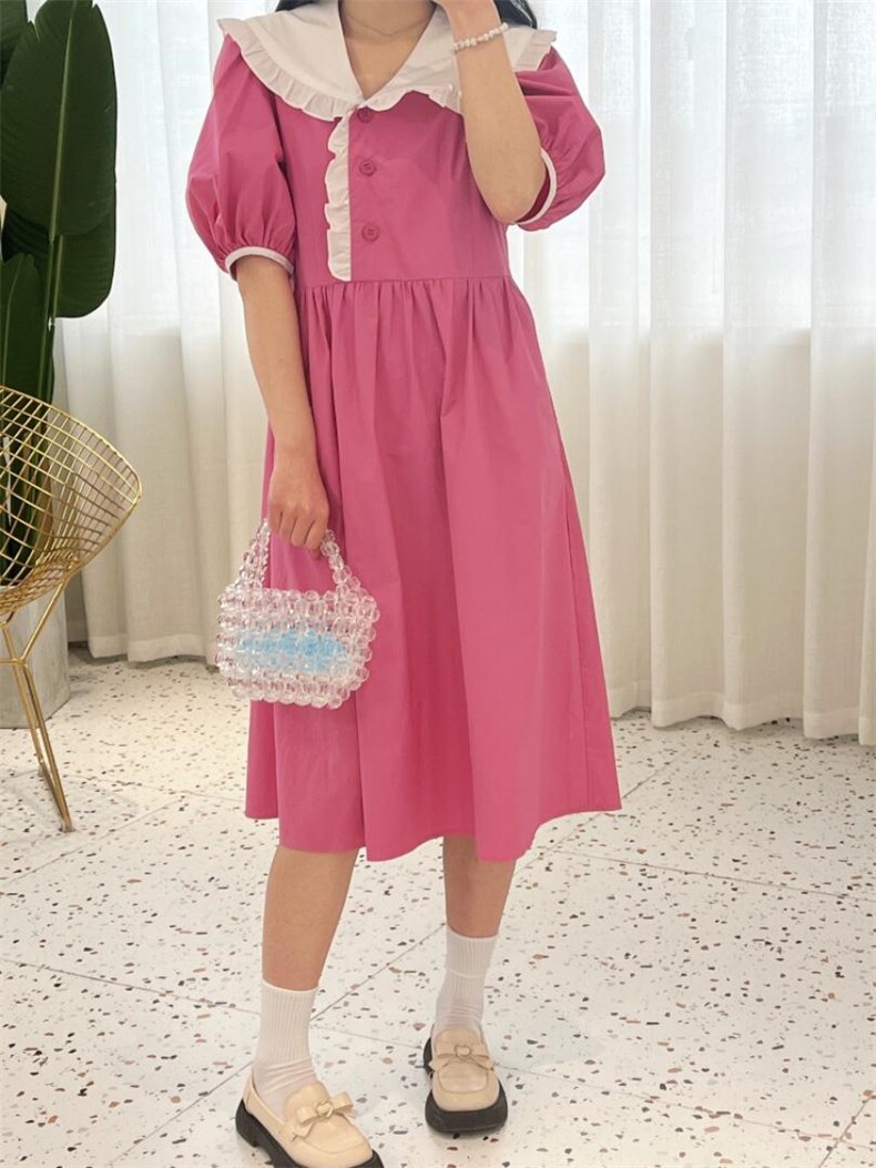 夏季新款韩版布连衣裙，女装连衣裙，H·SHE