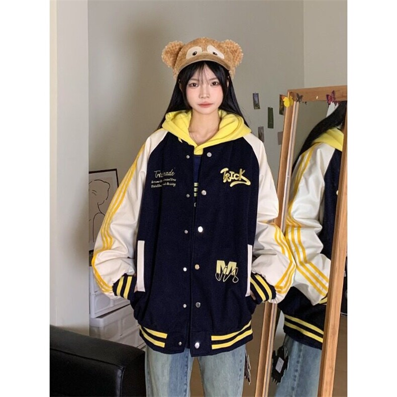 网图现货撞色刺绣棒球服男女春秋季潮三条杠拼接百搭夹克外套,男装夹克,星座601-2