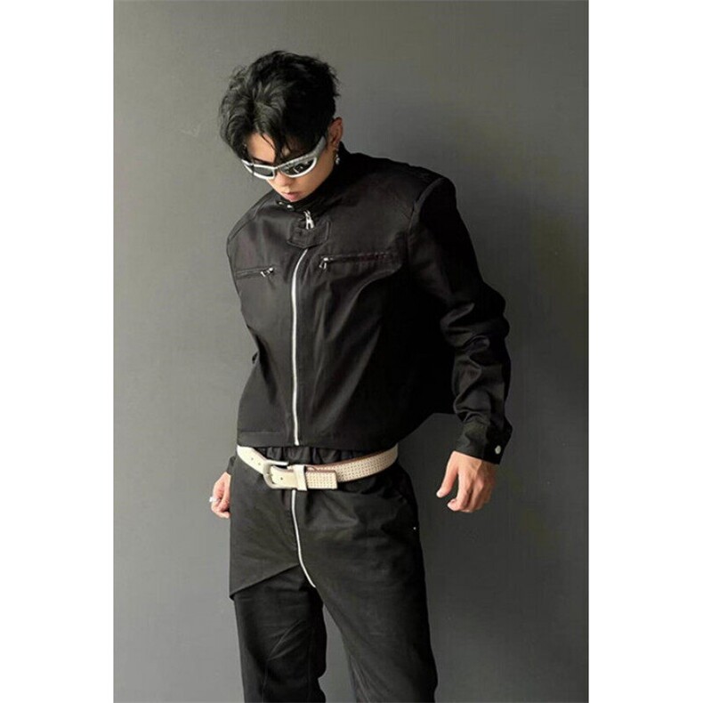 高级感垫肩短款机能外套男风宽松痞帅设计感立领夹克W07,男装夹克,星座1116A（原606A-3）