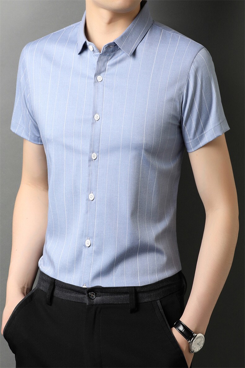 AT2242钱塘2020-3夏季男士高端短袖精品衬衫P43,男装衬衫,钱塘207-3
