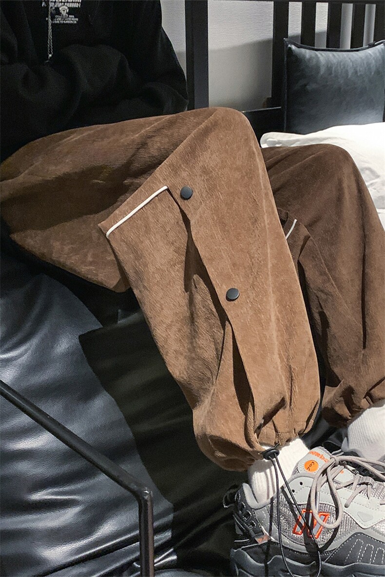 加绒休闲长裤D2257-TP65控价88港风男抽绳束脚宽松冬季运动长裤,男装休闲裤,电商A102-1