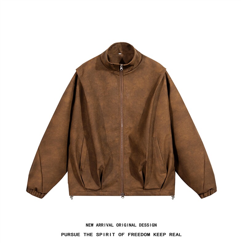 PY9099/P85新款宽松机能风磨砂皮衣皮夹克男休闲百搭痞帅上衣外套,男装夹克,电商A141