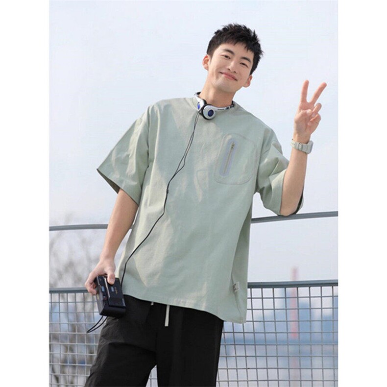 CP1190-P36 美式短袖T恤男士夏季2025新款宽松宽松半袖情侣体恤图片