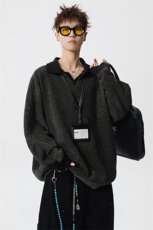 美式重磅雪尼尔长袖T恤男秋冬季打底衫polo衫加绒加厚卫衣外套男，男装T恤，电商B319