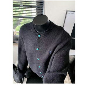 有货D5016-批75绿松石棒球服外套男春秋季新款针织开衫图片