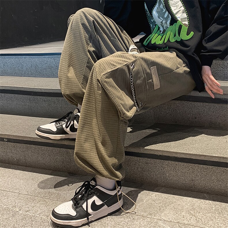 2023秋季新品灯芯绒金属装饰宽松工装裤可束脚长裤男士K7405-P70,男装休闲裤,电商A441-1