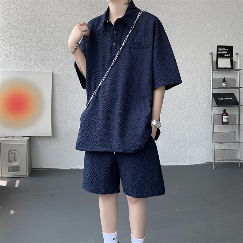 8XL-M日系工装短袖衬衫男夏季POLO衫t恤休闲运动套装TZ38004特P55,男装Polo衫,电商B312