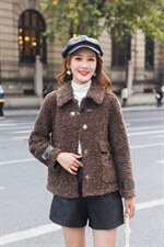 冬季新款颗粒咖啡色淑女外套，其它，水锦红