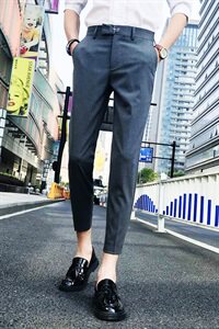 G 2021新款英伦潮男夜店发型师修身九分休闲裤西裤图片