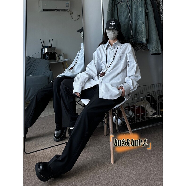 中性直筒垂感西裤加绒加厚休闲裤310A-2BK335P55常规p45控68，男装休闲裤，星座310A-2