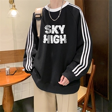 美式三杠条纹复圆领卫衣秋冬男女宽松长袖SW2478-P45控6850棉，男装卫衣，电商B370