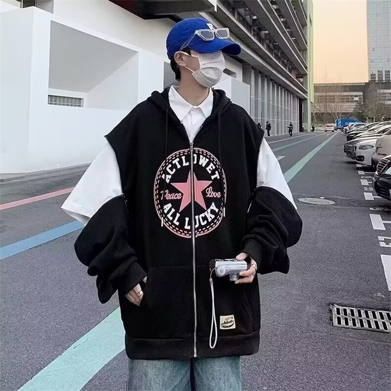 青少年韩版连帽卫衣男潮流港风潮牌宽松学生上衣服外套W11-2/P45,女装短外套,星座506