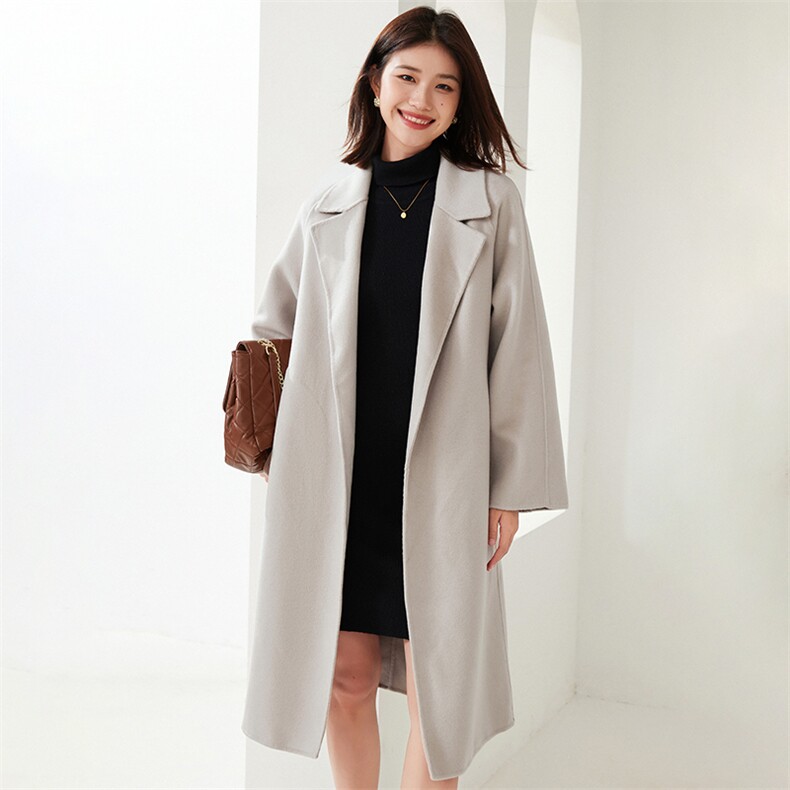 汉服袖大衣2024年秋冬季新款羊毛双面呢大衣,女装双面呢大衣,织美生
