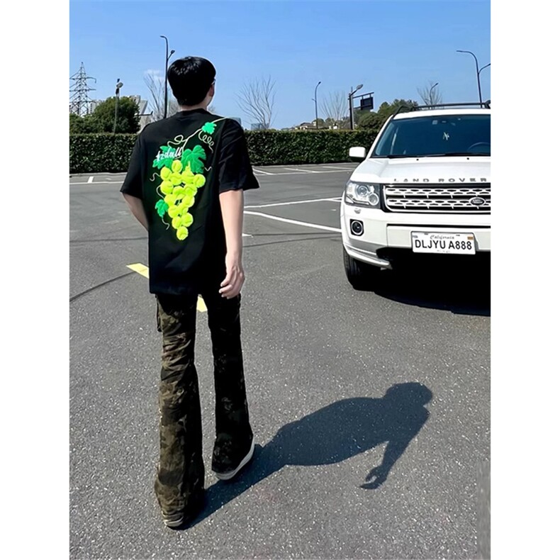 葡萄网球毛巾绣短袖T恤男女刺绣宽松上衣A470-印花-P25刺绣-P35,男装T恤,星座1505