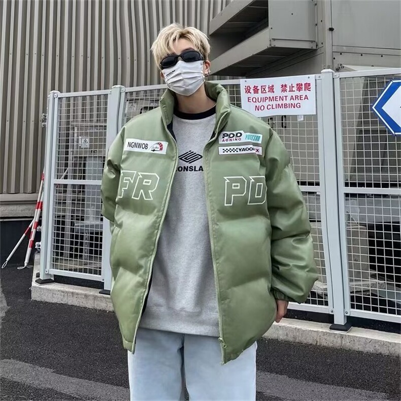 美式刺绣新款pu皮棉衣外套男加厚冬季情侣装棉服面包服 MW169图片
