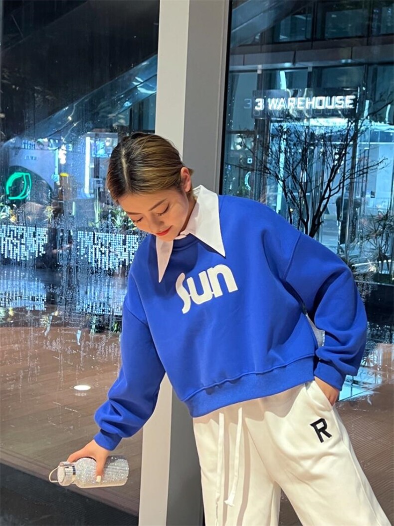 OUGNI春装新款小众别致卫衣女潮牌ins设计感韩版，女装卫衣/绒衫，OGENI 欧葛妮