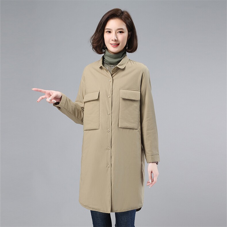 2021年冬季纯色立领中长款时尚上衣,女装棉衣/棉服,叶笙衣