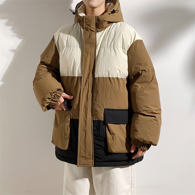 港风2026新品冬季宽松情侣装撞色棉衣棉服冬装加厚外套D008-P100,男装棉衣,星座717