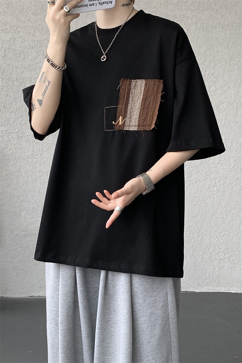8XL-M高品质纯棉美式复古宽松简约百搭学院风短袖T恤上衣男DX343,男装T恤,电商D206-1