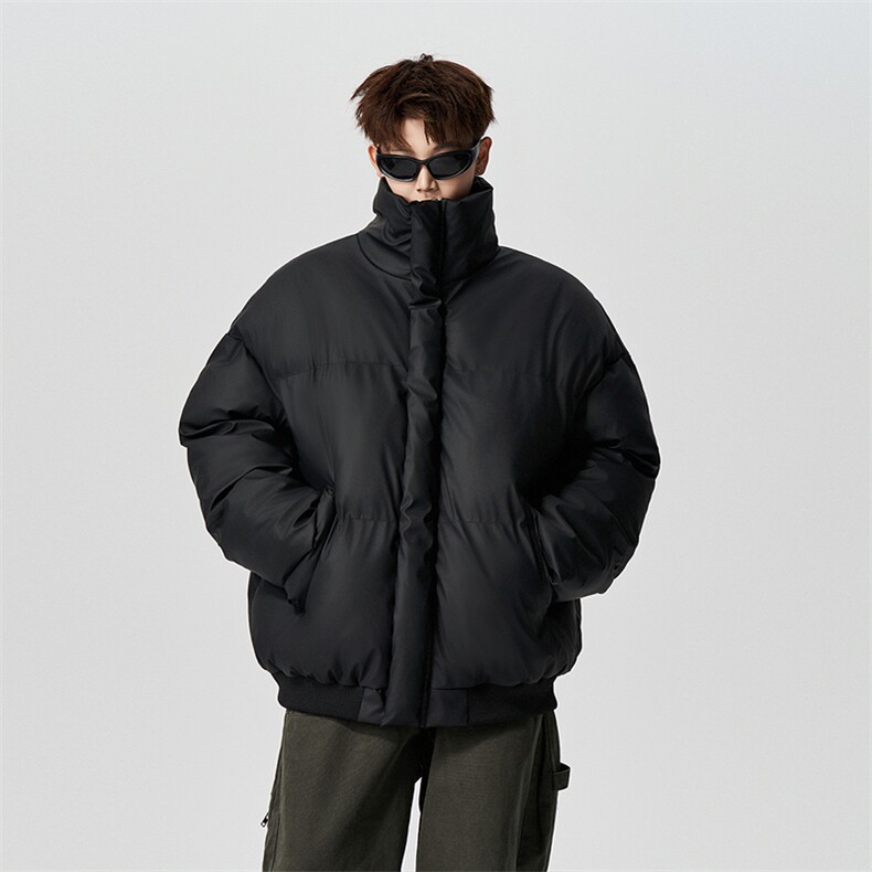 有长图冬季高街羽绒棉服男宽松棉衣立领PU皮棉袄外套MF00756/P100,男装棉衣,电商B316