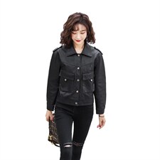 黑色皮衣外套短款女2025新款气质女神范休闲百搭显瘦小个子皮夹克，女装皮衣，缘衣格