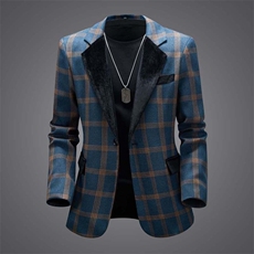 西装男休闲韩版潮流格纹拼接西服外套XZ402-2-XW03-P95控138，男装西服，星座402-2