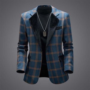 西装男休闲韩版潮流格纹拼接西服外套XZ402-2-XW03-P95控138图片