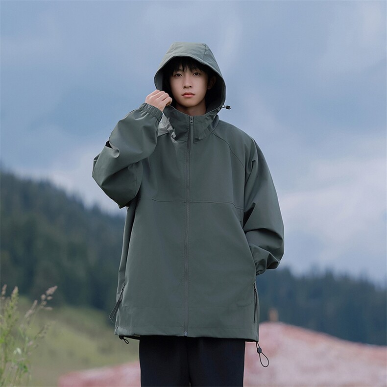 815A-MJ78352-65特春秋装新款纯色登山服三防冲锋衣外套男模,男装夹克,星座815A