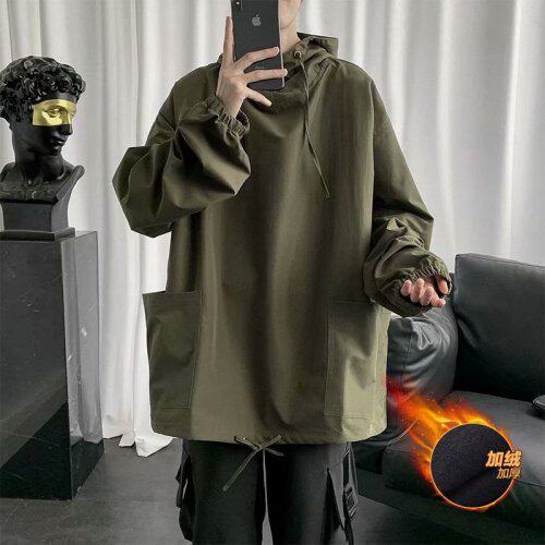 冬季大口袋连帽套头外套潮流情侣个性工装夹克JK853-P35加绒45,男装夹克,星座1008-1