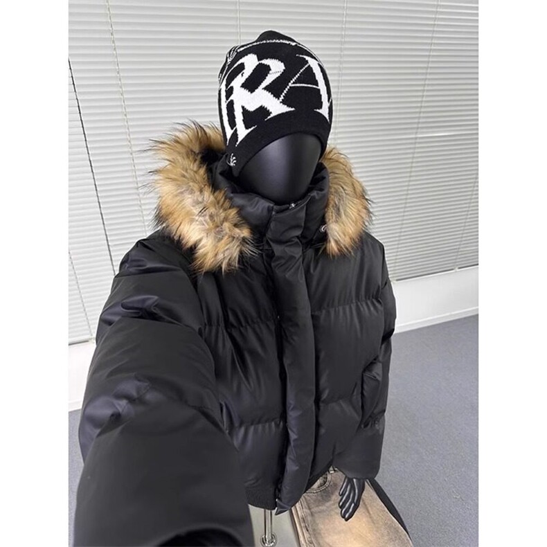 可拆卸帽子毛领冬季保暖短款棉服男款派克情侣面包服连帽袄子外套,男装棉衣,星座908-1