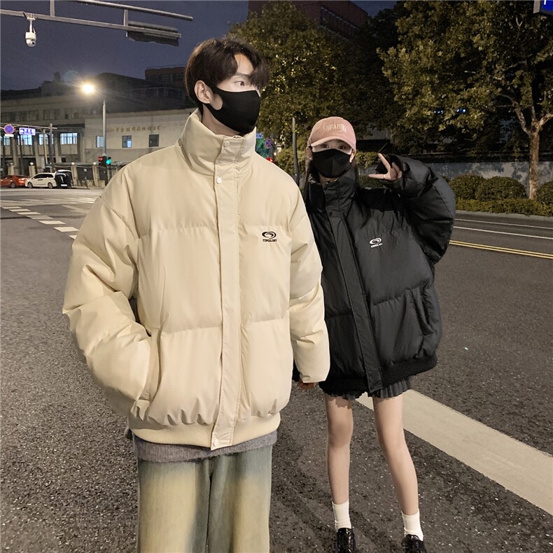 情侣冬装港风PU软皮棉服刺绣logo棉衣休闲加厚外套男G1103P128,男装棉衣,电商A339