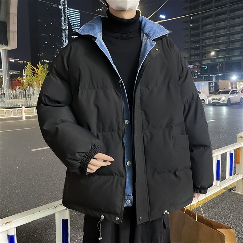 2024冬装牛仔拼接假两件涂层棉衣男M2006P115,男装棉衣,电商C323