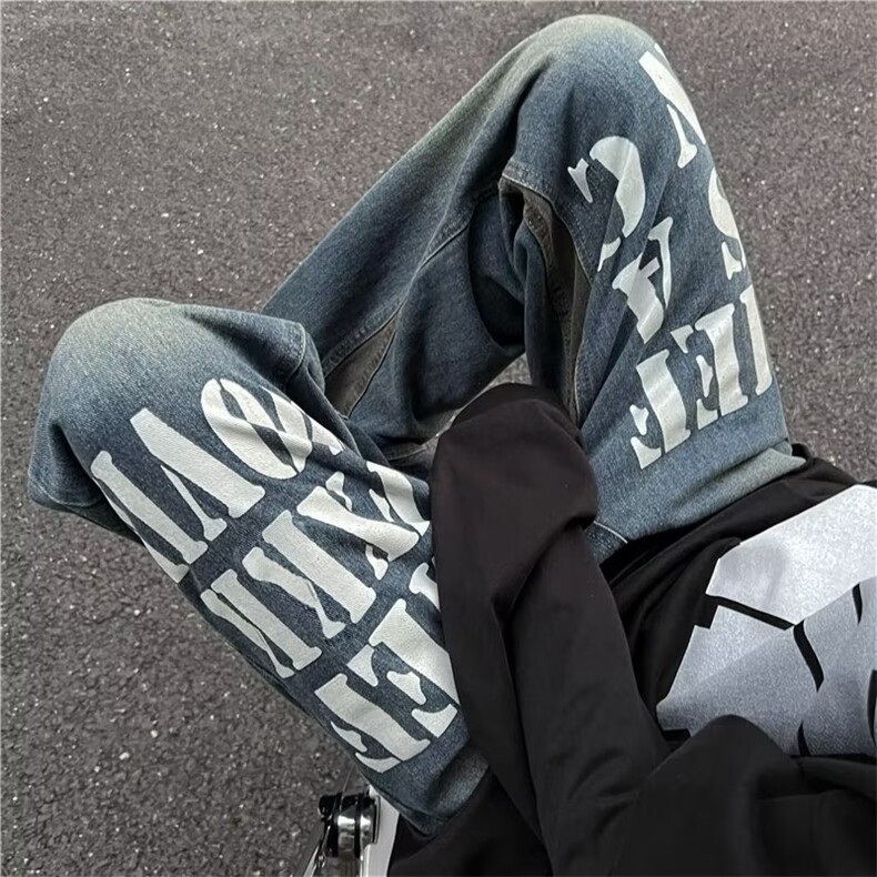 牛仔裤男秋季潮大码休闲裤子高街K2502P48,男装牛仔裤,星座1116-2