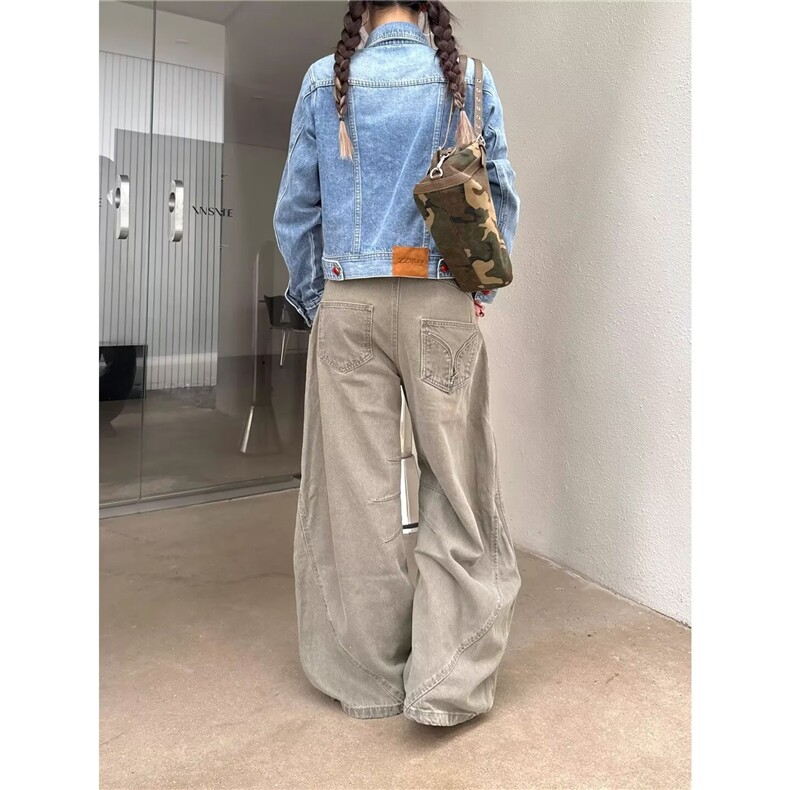 美式解构水洗脏染弯刀牛仔裤男女直筒百搭宽松工装裤LN13600-P60,男装牛仔裤,星座1008