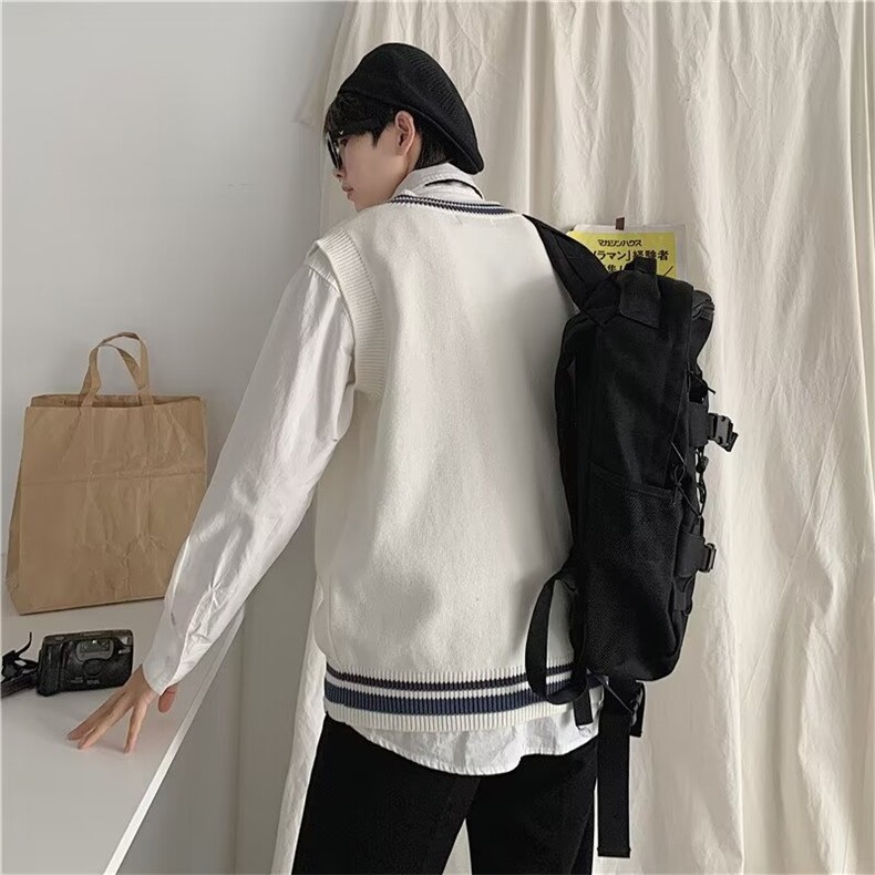 春秋冬V领针织背心内搭男女潮牌复古宽松学院风毛衣马甲外套MJ650,男装背心/马甲,星座302B