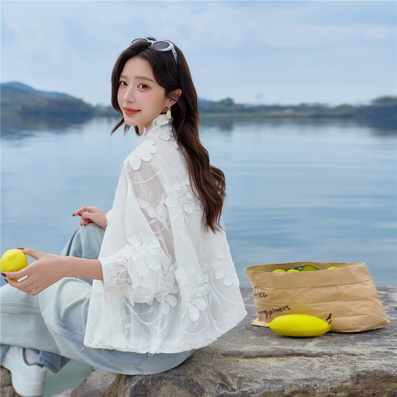 夏季新款女立体花朵防晒衣外套,女装防晒衣,可可小西