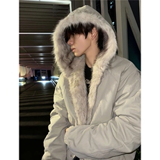 cleanfit座山雕毛领棉服男款秋冬季美式连帽棉衣夹克加棉加厚外套，男装夹克，星座601-1