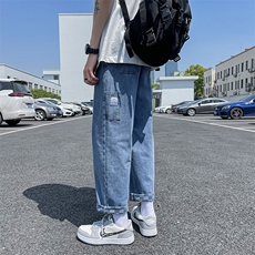 牛仔裤男女同款情侣夏工装直筒长裤宽松潮流百搭老爹裤K505-P38，男装牛仔裤，星座512-3