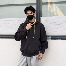 抖音得物二开美式高街重磅结构双层撞色连帽卫衣开衫外套W116，女装短外套，电商A486-1