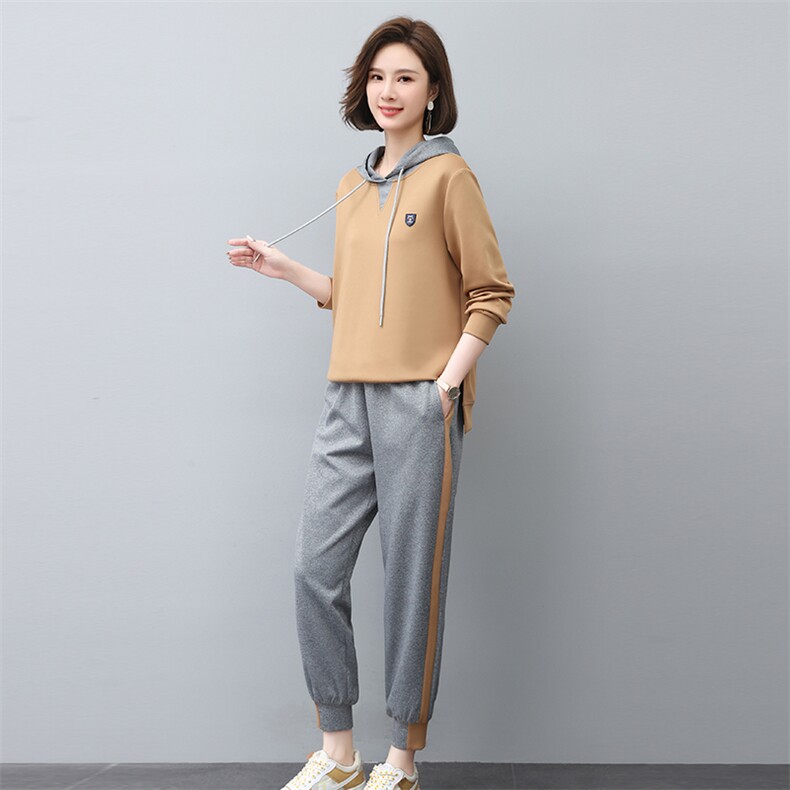 休闲运动卫衣年轻套装女2026春装新款中年妈妈宽松两件套洋气减龄,女装套装/套裙,独衣靓