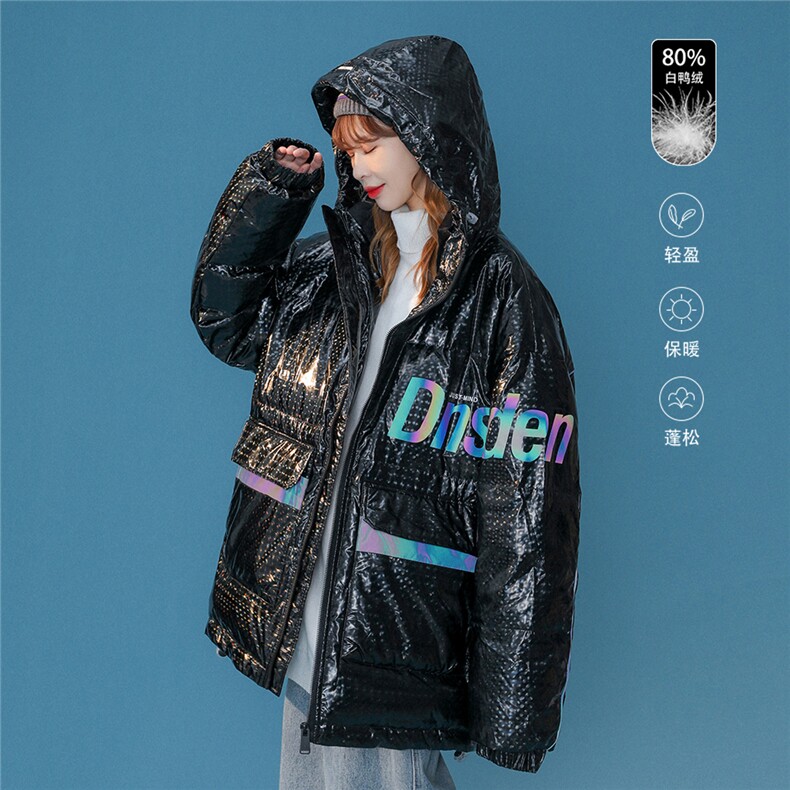 80白鸭绒22冬季炫彩连帽时尚保暖羽绒服羽绒外套YR103P225控控298图片