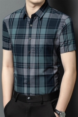 R2597夏季新款男士格子短袖衬衣百搭衬衫商务男装，男装衬衫，电商B360