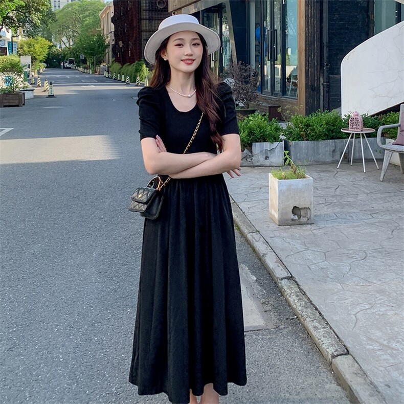 《现货新品》拼接假两件高腰休闲连衣裙,女装连衣裙,MQ