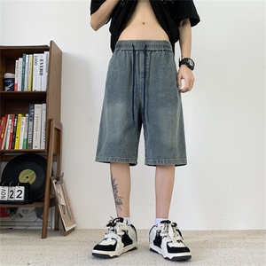 牛仔短裤男夏季薄款潮牌美式高街中裤直筒宽松五分裤DK1772-P43图片