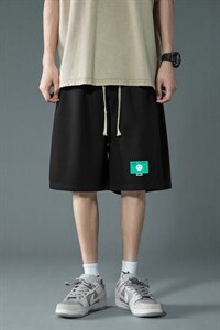 HD74264-P22 华夫格短裤男大码宽松五分裤男直筒中裤图片