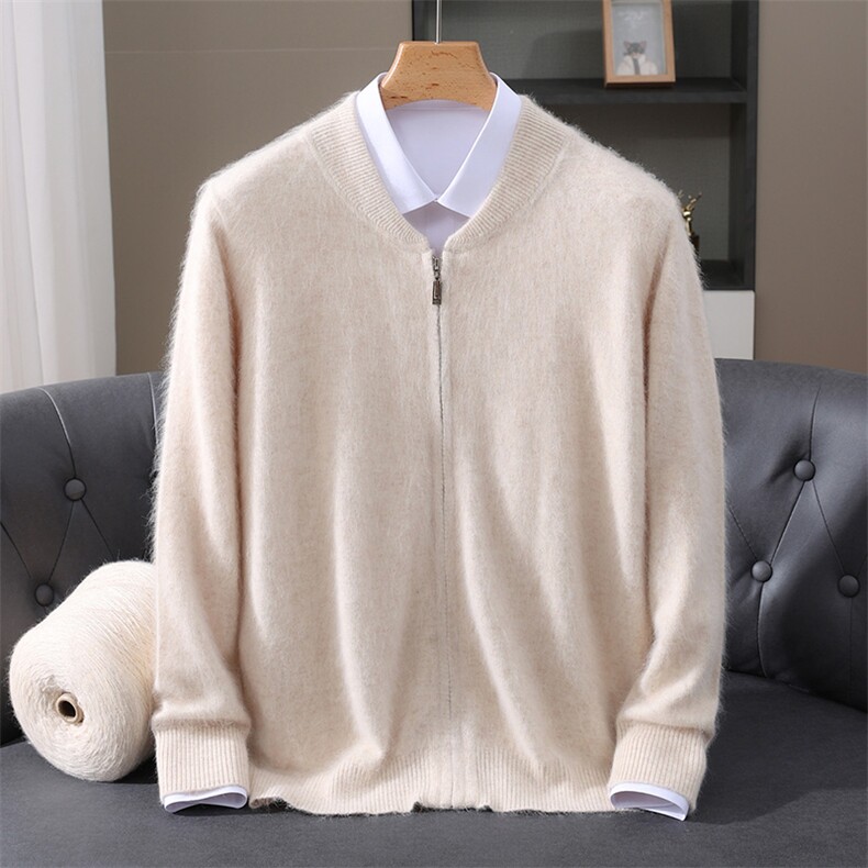 2025秋冬百搭时尚简约圆领长袖半开拉链针织衫，女装针织衫/毛衣，冬贝尔貂绒