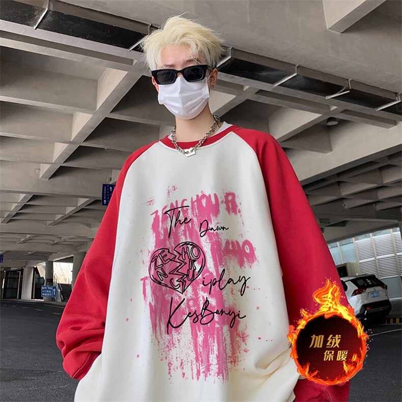 抖音得物高品质重磅二开全棉阔版支持退换 360克插肩圆领卫衣0105图片