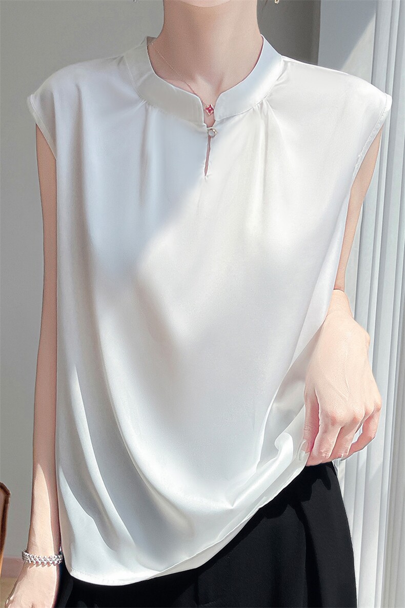 气质吊带背心女内搭2025夏季仿真丝小衫西装打底女士无袖外穿上衣,女装背心吊带,暖习羊绒